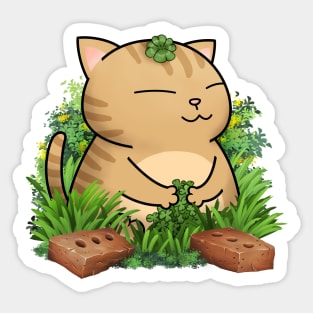 Chubby Cat Lucky Clover (cat only) Sticker